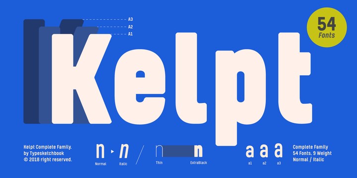 Ejemplo de fuente Kelpt A1 Thin Italic